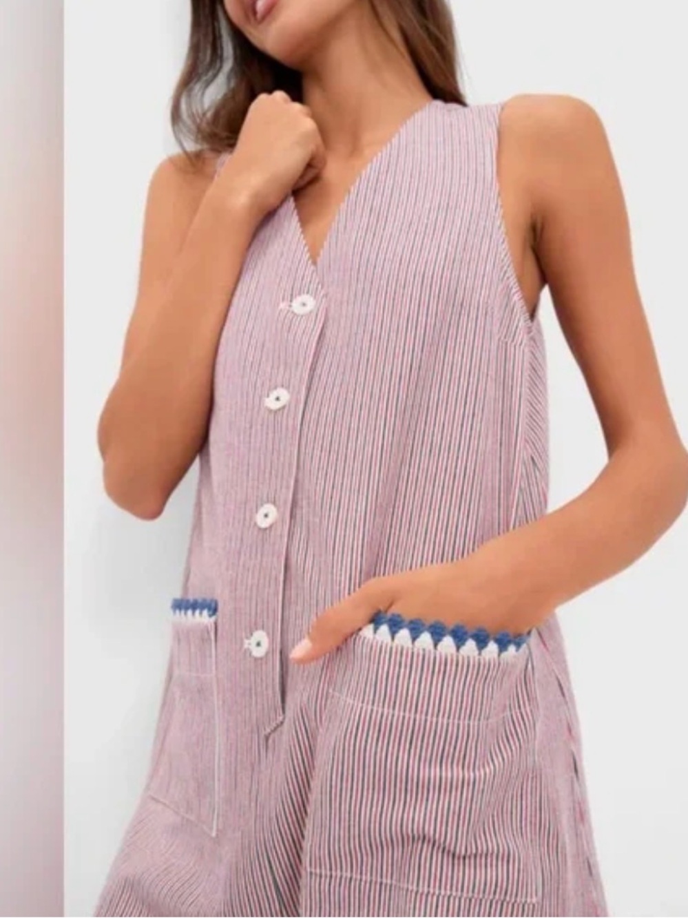NWOT Tuckernuck Red and Blue Stripe Myla Romper Sz M